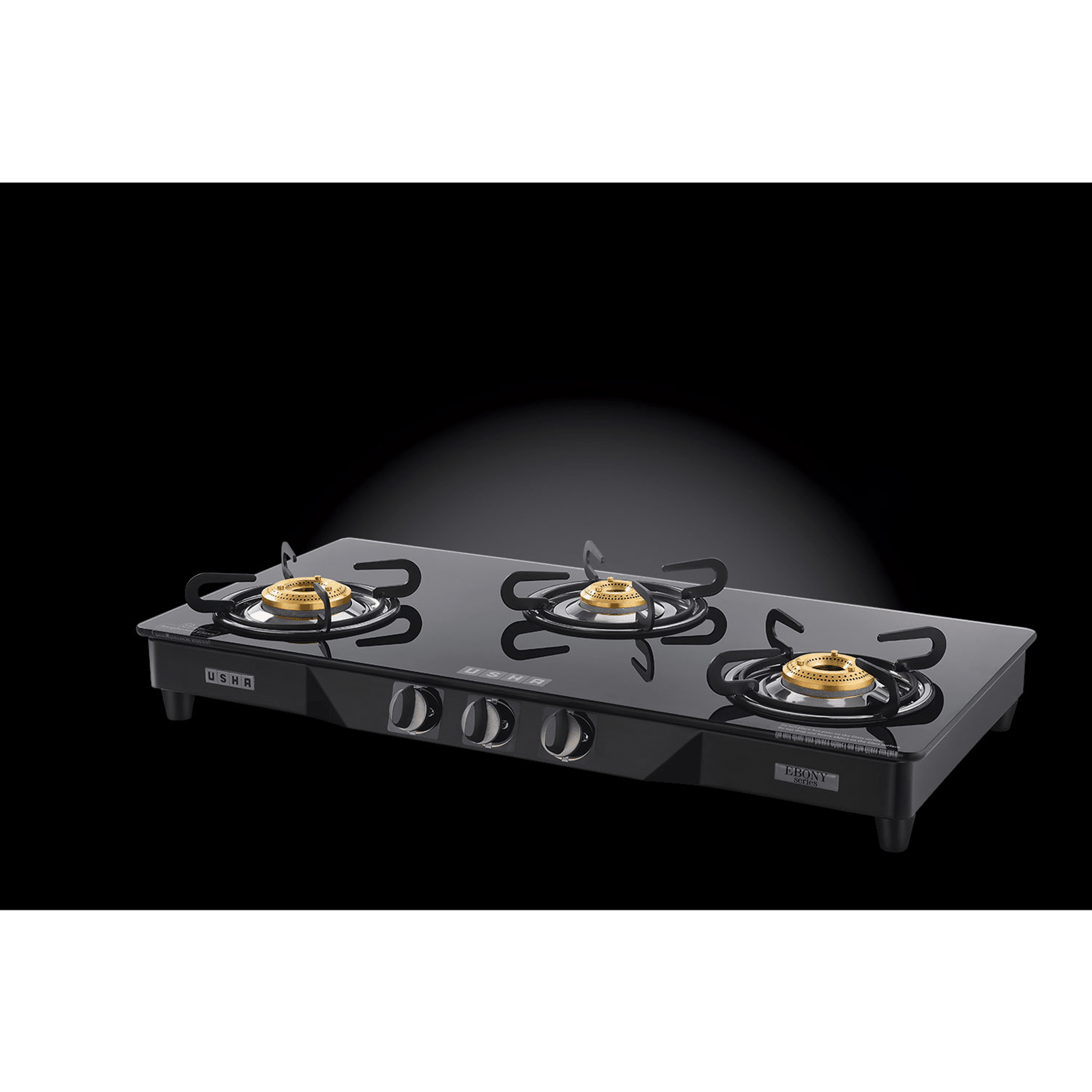 Buy USHA Ebony GS3001 Toughened Glass Top 3 Burner Manual Gas Stove